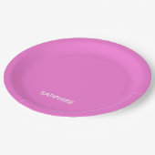 Roze kleurnaam saffier papieren bordje (Gekanteld)