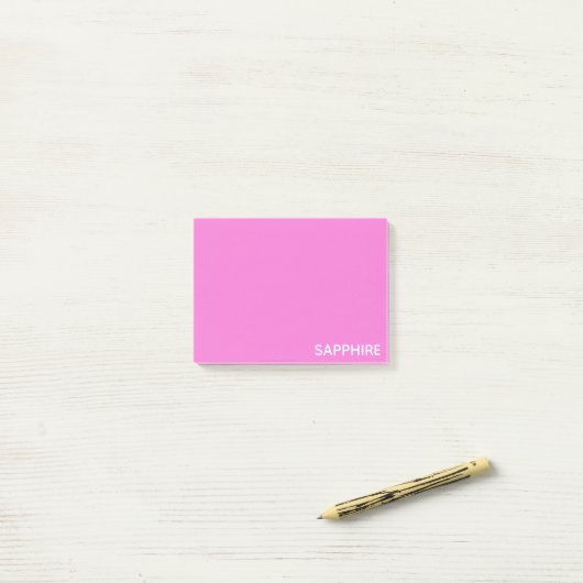 Roze kleurnaam saffier post-it® notes (Op bureau)