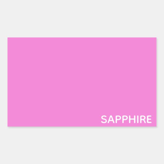 Roze kleurnaam saffier rechthoekige sticker (Voorkant)