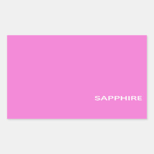 Roze kleurnaam saffier rechthoekige sticker