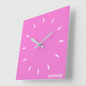 Roze kleurnaam saffier vierkante klok (Hoek)