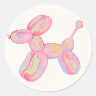Roze kleurrijk ballondier ronde sticker