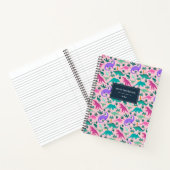 Roze | Kleurrijk dinosauruspatroon gepersonaliseer Notitieboek (Binnen)