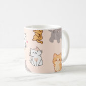 Roze kleurrijk kattenpatroon koffiemok (Voorkant rechts)