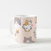Roze kleurrijk kattenpatroon koffiemok (Voorkant links)