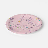 Roze kleurrijk muzieknotitiepatroon muzikant papieren bordje (Gekanteld)