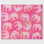 roze kleurrijk stammenolifantenpatroon cadeaupapier (Vlak)