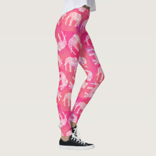 roze kleurrijk stammenolifantenpatroon leggings