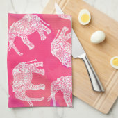 roze kleurrijk stammenolifantenpatroon theedoek (Quarter Fold)