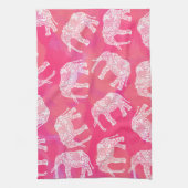roze kleurrijk stammenolifantenpatroon theedoek (Verticaal)
