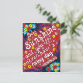 Roze Kleurrijke Bloemen Typografie Optimisme Quote Briefkaart (Staand voorkant)