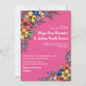 Roze kleurrijke bloemen zomerbruiloft kaart (Voorkant)