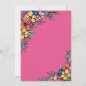 Roze kleurrijke bloemen zomerbruiloft kaart (Achterkant)