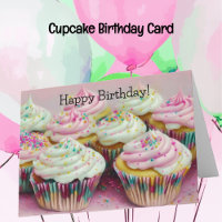 Roze Kleurrijke Cupcakes Fun Art Verjaardag Kaart