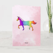 Roze kleurrijke eenhoorn meisje Happy Birthday Kaart (Achterkant)