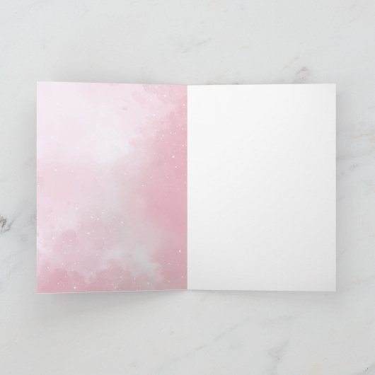 Roze kleurrijke eenhoorn meisje Happy Birthday Kaart (Binnen)