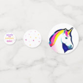Roze Kleurrijke Eenhoorn Meisje Happy Birthday Par Confetti (Achterkanten)