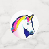 Roze Kleurrijke Eenhoorn Meisje Happy Birthday Par Confetti (Kleine voorkant)