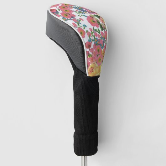 Roze kleurrijke Floral botanische bloemen Golfheadcover (Schuin)