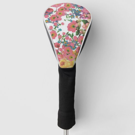 Roze kleurrijke Floral botanische bloemen Golfheadcover (Voorkant)