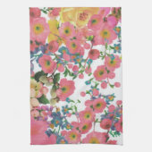 Roze kleurrijke Floral botanische bloemen Theedoek (Verticaal)