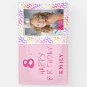 Roze Kleurrijke Golf Meisje Gelukkige Foto Verjaar Spandoek (Verticaal)