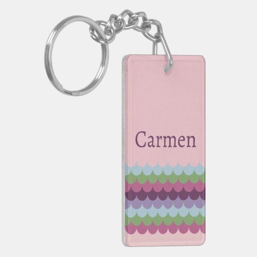 Roze kleurrijke golven sleutelhanger (Voorkant Links)