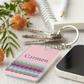 Roze kleurrijke golven sleutelhanger (Voorkant Rechts)