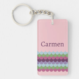 Roze kleurrijke golven sleutelhanger