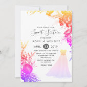 Roze kleurrijke grasmaap Sweet 16 uitnodiging (Voorkant)