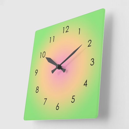 Roze kleurrijke groene gradiënt Ombre Aura Vierkante Klok (Hoek)