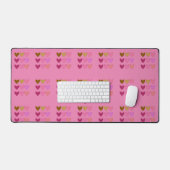 Roze + Kleurrijke Harten Dames Bureaumat (Keyboard & Muis)