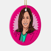 Roze kleurrijke Kamala Harris Keramisch Ornament (Rechts)