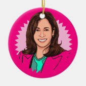 Roze kleurrijke Kamala Harris Keramisch Ornament (Voorkant)