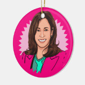 Roze kleurrijke Kamala Harris Keramisch Ornament (Links)