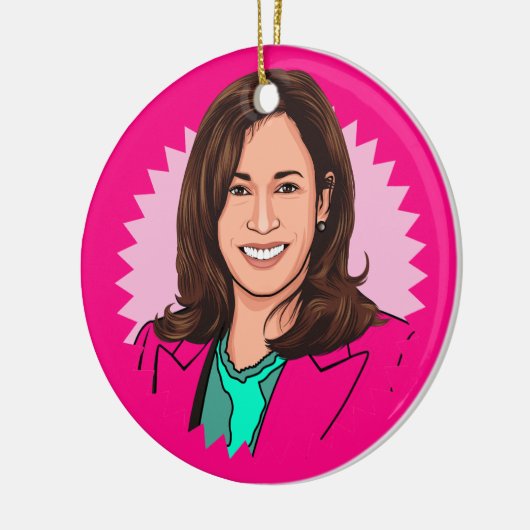 Roze kleurrijke Kamala Harris Keramisch Ornament (Links)