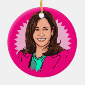 Roze kleurrijke Kamala Harris Keramisch Ornament (Achterkant)