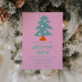  Roze Kleurrijke Kerstboom Party Funky Kaart