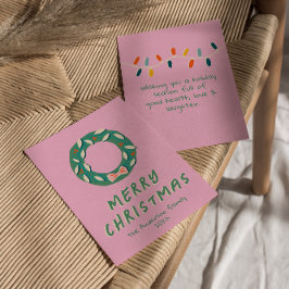  Roze Kleurrijke Krans Kerst Niet-Foto Feestdagenkaart