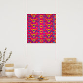 Roze kleurrijke Mexicaanse Folk Art floral Pattern Poster (Keuken)