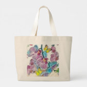 Roze kleurrijke orchidee bloemvlinders waterverf grote tote bag (Achterkant)
