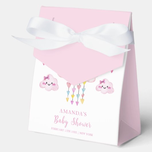Roze Kleurrijke Raindrop Sweetheart Baby shower Bedankdoosjes (Voorkant)