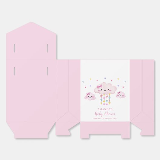 Roze Kleurrijke Raindrop Sweetheart Baby shower Bedankdoosjes (Ongevouwen)