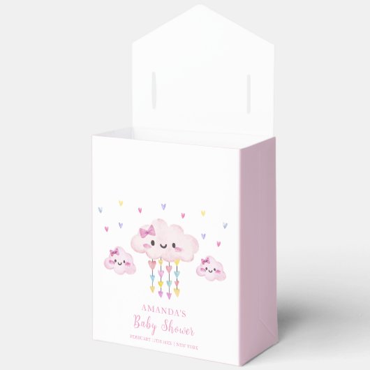 Roze Kleurrijke Raindrop Sweetheart Baby shower Bedankdoosjes (Open)