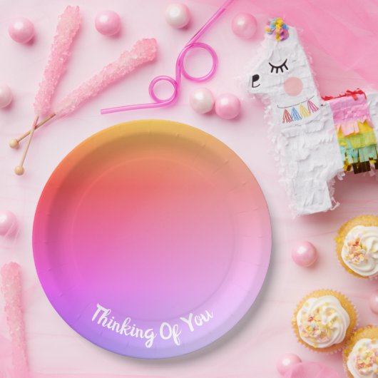 Roze Kleurrijke Regenboog Papieren Bordje (Feest)