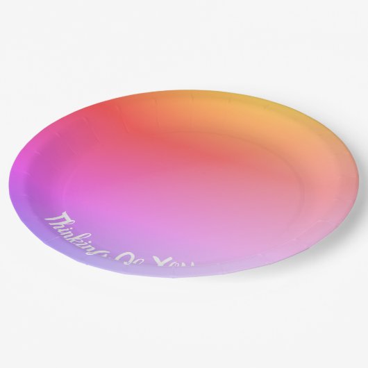 Roze Kleurrijke Regenboog Papieren Bordje (Gekanteld)