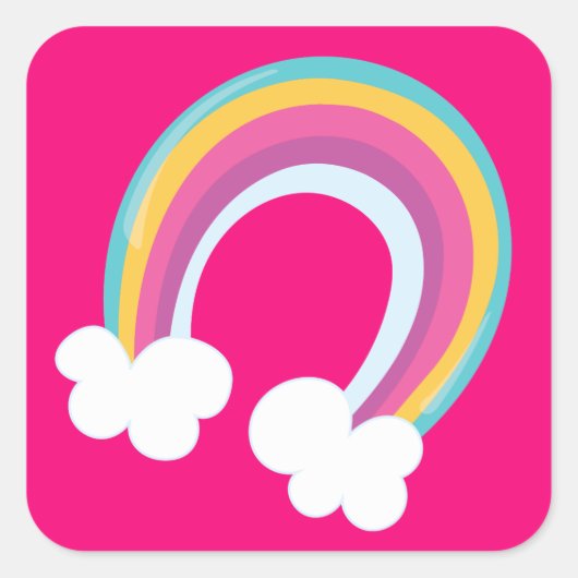 roze kleurrijke regenboog vierkante sticker (Voorkant)