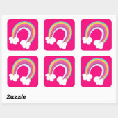 roze kleurrijke regenboog vierkante sticker (Vel)