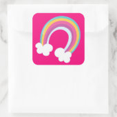 roze kleurrijke regenboog vierkante sticker (Tas)