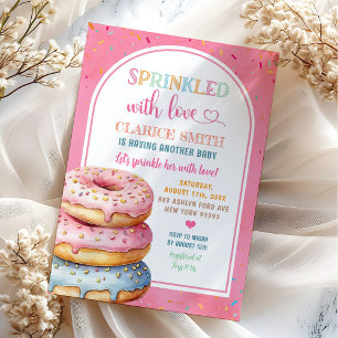 Roze Kleurrijke Roze Donuts Gestrooid met Liefde Kaart